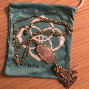 Kendra Scott Rayne Pink Quartz / Gold Necklace